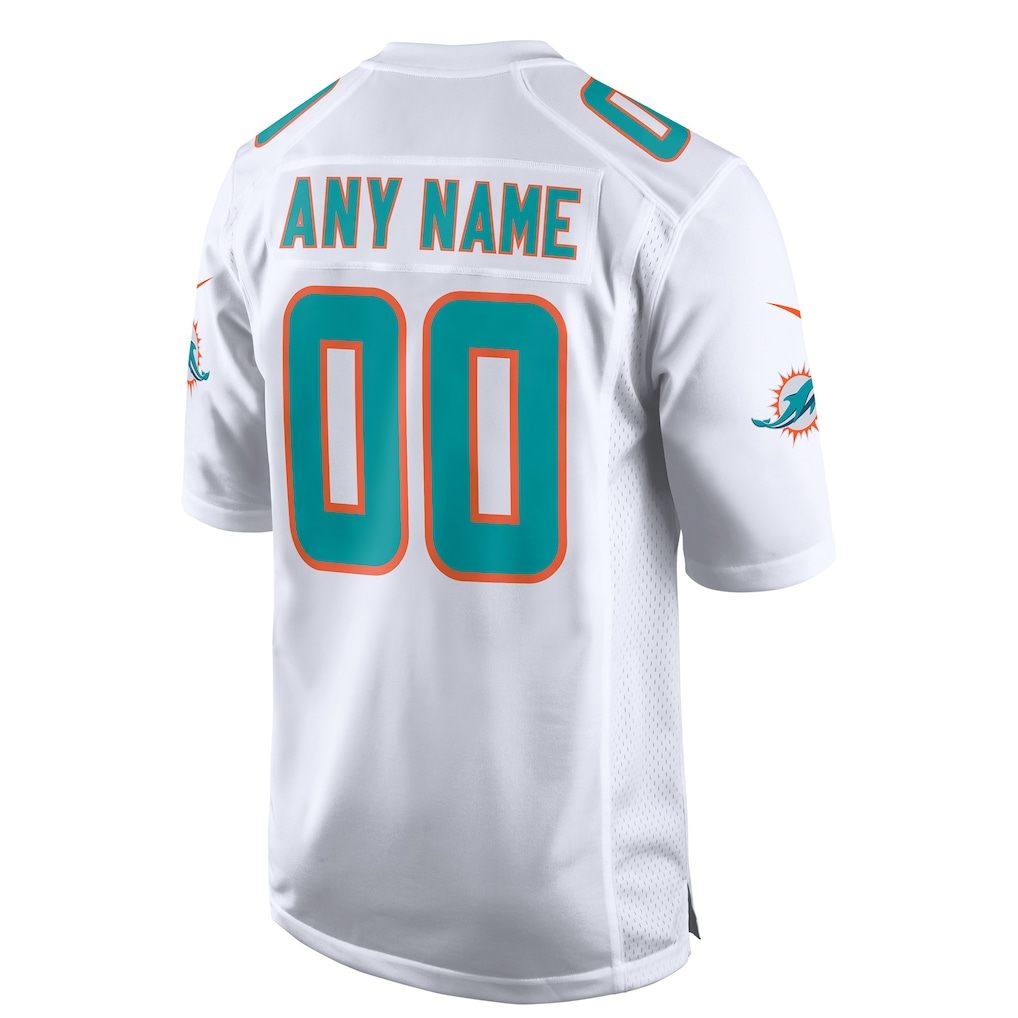 Custom Miami Dolphins White Game Jersey