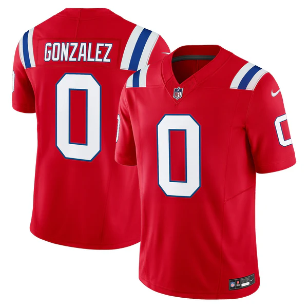 Christian Gonzalez #0 New England Patriots Red Vapor F.U.S.E. Limited Jersey