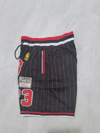 Chicago Bulls Black & Red Striped Retro Pocket Shorts