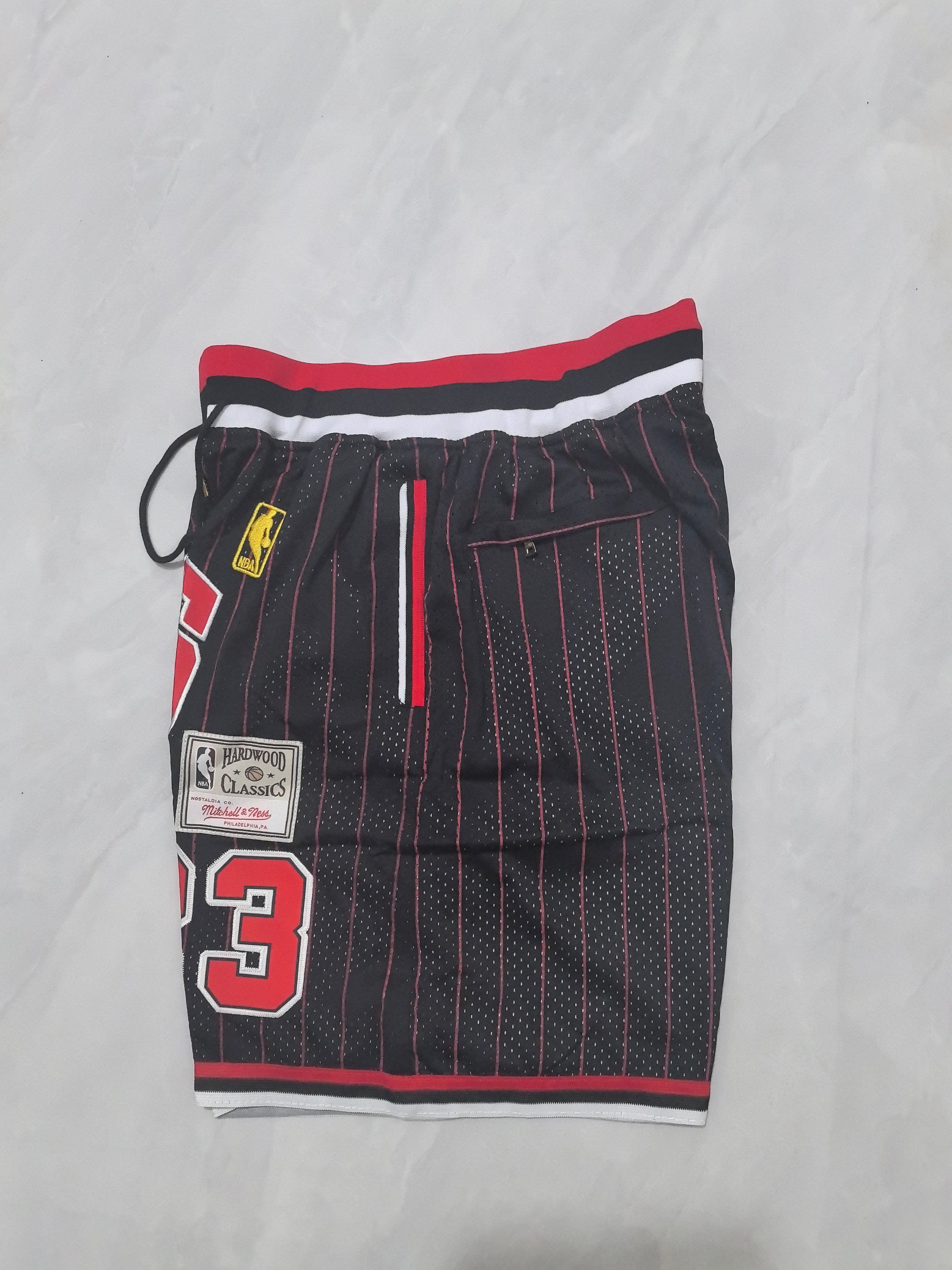 Chicago Bulls Black & Red Striped Retro Pocket Shorts