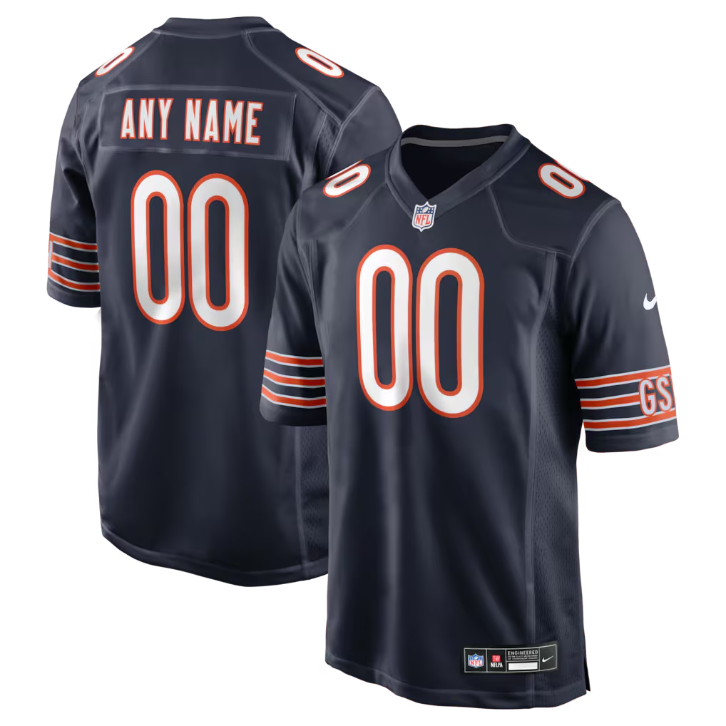 Custom Chicago Bears Navy White Game Jersey