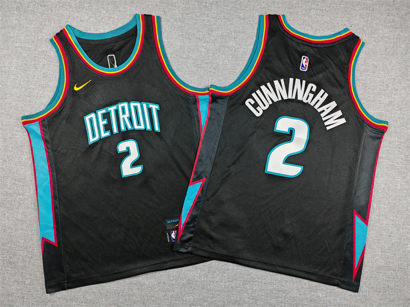 Youth Cade Cunningham Detroit Pistons #2 City Edition Embroidered  Jersey