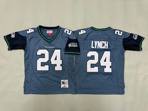 Youth Marshawn Lynch#24 Seattle Seahawks Vintage Throwback Jersey